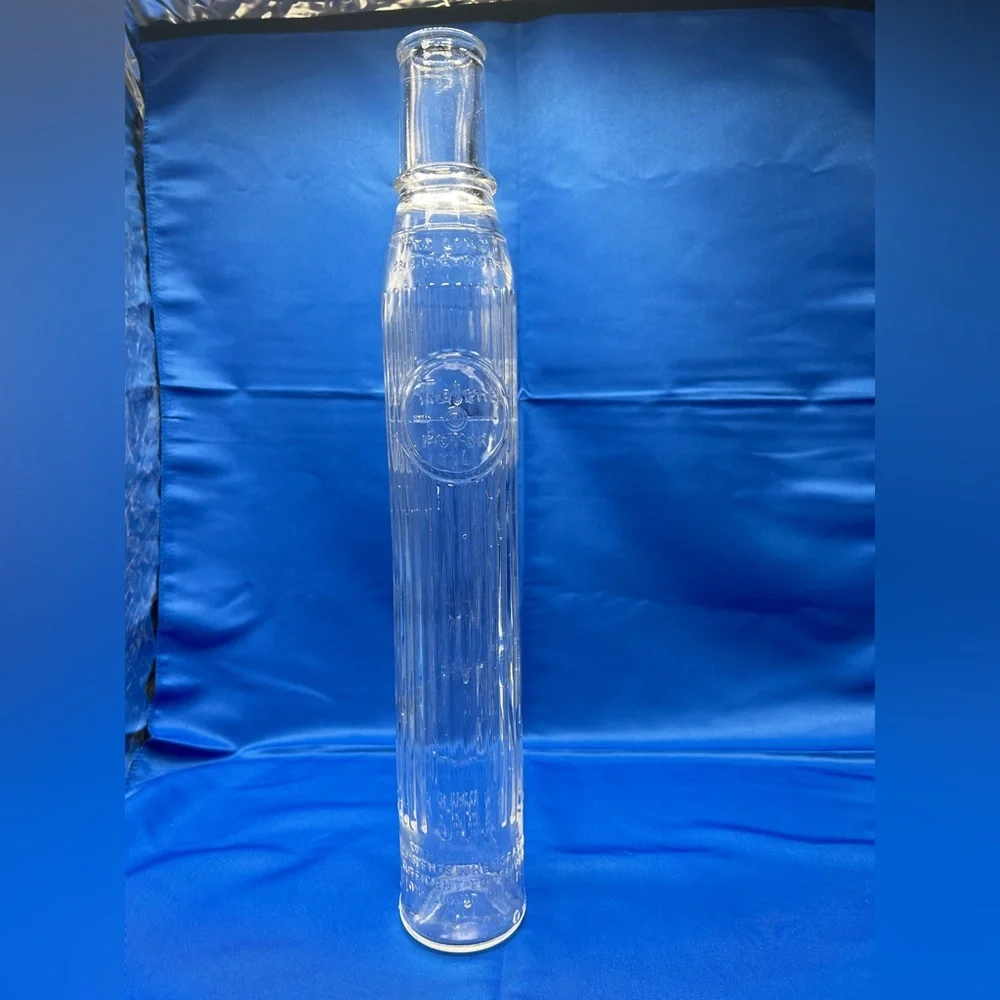 Vintage 18 inch Tiolene Motor Oil Clear Glass Bottle One Quart Rare (1)